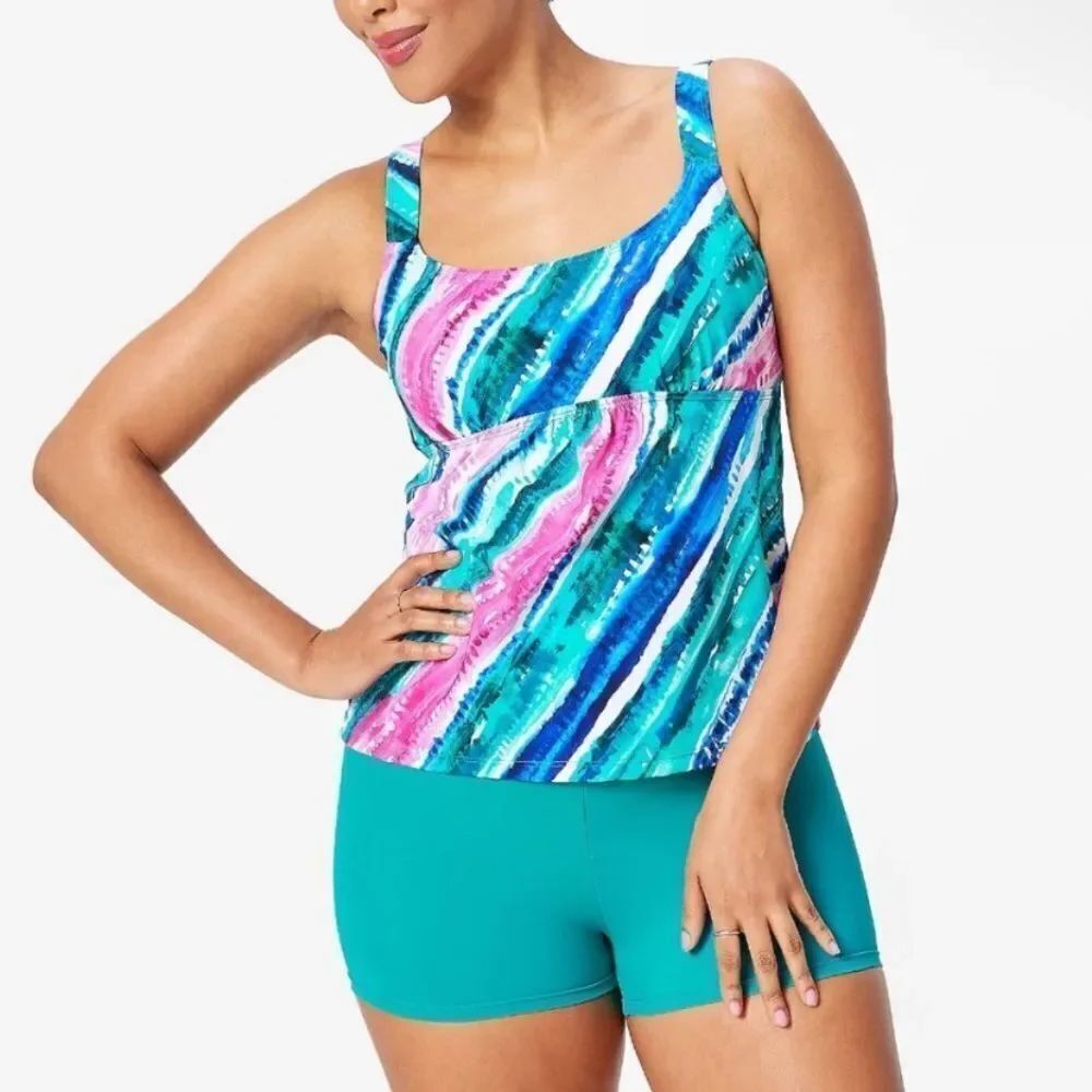 Kim Gravel x Swimsuits For All Scoop Neck Tankini Set w/ Bike Shorts
